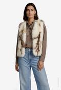 Animal Print Faux Fur Gilet - Off White/Cream / S image