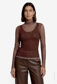 Gingham Mesh Top - Beige/Brown / 40 image