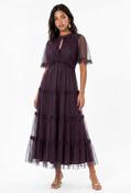 Frill Detail Tulle Midi Dress - Fig / 10 image