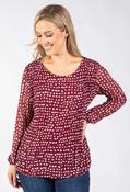 Plisse Pleated Polka Dot Blouse - Burgundy / F/S image