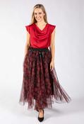 Polka Dot Print Tulle Skirt - Burgundy / F/S image