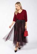 Watercolour Design Tulle Skirt - Burgundy / F/S image