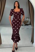 Jennifer Polka Dot Midi Dress - Burgundy / 10 image