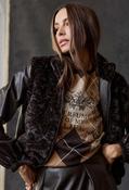 Faux Leather &amp; Fur Jacket - Brown / 36 image