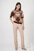 Velvet Pull On Trousers - Beige / 40 image
