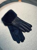 Faux-Fur Trim Gloves - Navy / F/S image