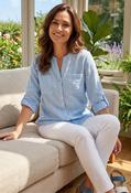Front Pocket Linen Look Blouse - Jeans / 18 image