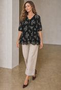 Tripois Peplum Blouse - Black/Cream / 10 image
