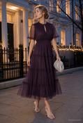 Frill Detail Tulle Midi Dress - Fig / 12 image