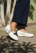 Wedge Laser Cut Loafer - White / 40 image