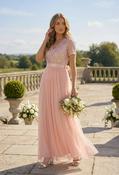 STRIPE EMBELLISHED MAXI DRESS WITH SASH BELT - Veiled Rose / 14 image