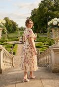 Liz Bolero Wrap Bodice Curve+ Midi Dress - Cream/Pink / 12 image