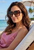 Large Square Sunglasses - Tan / One image