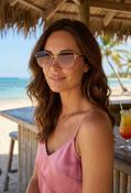 Half Frame Aviator Sunglasses - Gold / One image