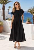 Pleated Midi Dress - Black / F/S image
