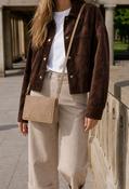 Faux Suede Studded Bag - Beige / F/S image