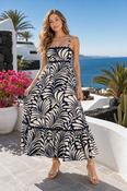 Linen Look Palm Print Maxi Dress - Navy Mix / 14 image