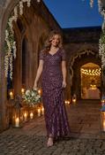 Short Sleeve Stripe Embellished Maxi Dress - Berry / 14 image