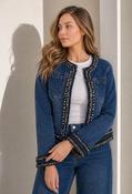 Pearl Trim Denim Jacket - Denim / L image