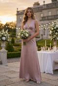 V-Neck Satin Maxi Dress - Blush / 14 image