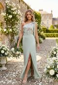 Floral Embellished Self-Tie One Shoulder Maxi Dress - Green Lily / 12 image