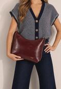 Faux Leather Shoulder Bag with Buckle - Wine / F/S image