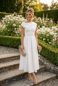 Betty Asymmetric Midi Dress - White / 18 image