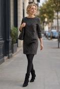 Knee-length jersey dress - Black/Beige / 40 image