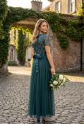 STRIPE EMBELLISHED MAXI DRESS WITH SASH BELT - Emerald Green / 8 image