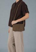 Faux Suede Studded Bag - Khaki / F/S image