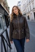 Faux Leather Zip-Up Jacket - Chocolate / 2XL image