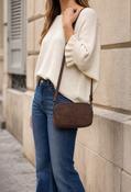 Faux Suede Crossbody Bag - Coffee / F/S image