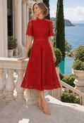 Peacock Lace Midi Dress - Red / 16 image