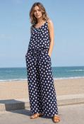 Wide Leg Polka Dot Trousers - Navy / F/S image