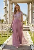 Lotus Pink V NECK SEQUIN AND TULLE DRESS WITH TIE WAIST - Lotus Pink / 12 image