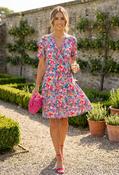 Floral Print Short Wrap Dress - Pink / 18 image
