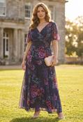 Isabelle Curve+ Float Sleeve Maxi Dress - Navy Mix / 12 image