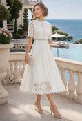 Peacock Lace Midi Dress - White / 12 image