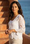 Tie Front Crochet Cardigan - White / F/S