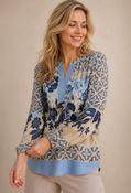 Abstract Print Blouse - Blue/Beige / 36 image