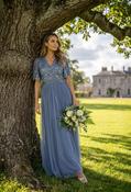 ANGEL SLEEVE EMBELLISHED MAXI DRESS WITH SASH BELT - Velvet Morning / 14 image
