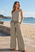 Wide Leg Polka Dot Trousers - Khaki / F/S image