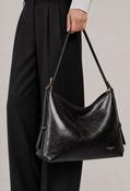 Faux Leather Shoulder Bag with Buckle - Black / F/S image