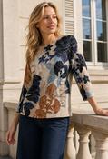 Floral Knit Top - Beige/Blue / 40 image