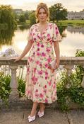 Victoria Angel Sleeve Mesh Midi Curve+ Dress - Pink / 16 image