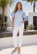 Striped Balloon Sleeve Blouse - Blue / F/S image