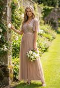 ANGEL SLEEVE EMBELLISHED MAXI DRESS WITH SASH BELT - Taupe Blush / 12 image
