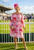 Floral Print Tiered Dress - Fushia / S image