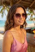 Half Frame Aviator Sunglasses - Rose gold / One image