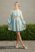 Belted Short Dress - Blue / L image